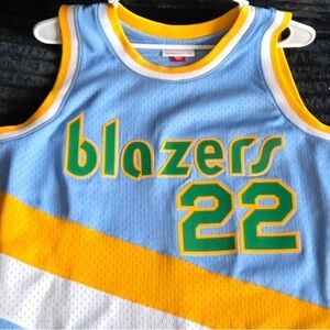 Mitchell & Ness Kids  Light Blue Blazers #22 Basketball Jersey